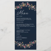 Menu Mariage Fleur sauvage bleu marine (Devant)