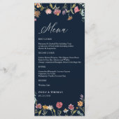 Menu Mariage Fleur sauvage bleu marine (Devant)
