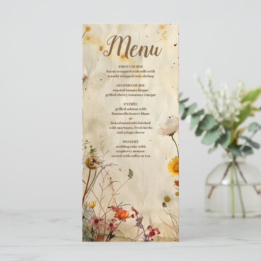Menu Mariage Fleur sauvage Boho Fall (Debout devant)