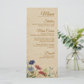 Menu Mariage Fleur sauvage Boho rustique frontière beig (Debout devant)