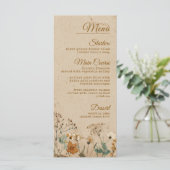 Menu Mariage Fleur sauvage Boho rustique frontière beig (Debout devant)