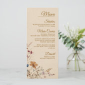 Menu Mariage Fleur sauvage Boho rustique frontière beig (Debout devant)