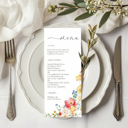 Menu Mariage Fleur sauvage coloré
