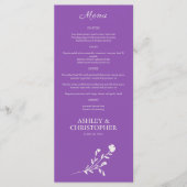 Menu Mariage Fleur sauvage couleur d'eau violet (Devant)