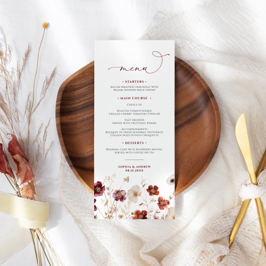 Menu Mariage Fleur sauvage d'automne