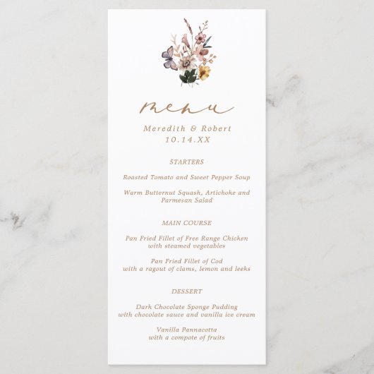 Menu Mariage Fleur sauvage d'automne (Devant)