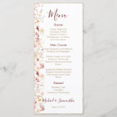 Menu Mariage Fleur sauvage de Bourgogne et Blush (Devant)