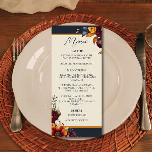 Menu Mariage Fleur sauvage de la marine et de l'automne