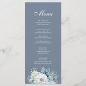 Menu Mariage Fleur sauvage Dusty Blue moderne (Devant)
