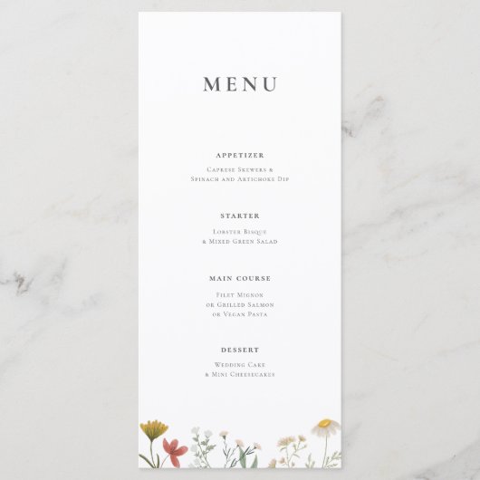 Menu Mariage Fleur sauvage Leander (Devant)