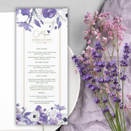 Menu Mariage fleur sauvage Mauve violet