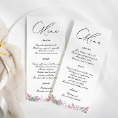 Menu Mariage Fleur sauvage moderne Lilac Watercolor