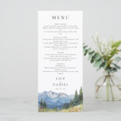 Menu Mariage Fleur sauvage moderne Watercolor Mountain (Debout devant)