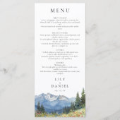 Menu Mariage Fleur sauvage moderne Watercolor Mountain (Devant)
