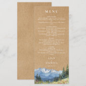 Menu Mariage Fleur Sauvage Montagnard Aquarelle Rustiqu (Devant / Derrière)