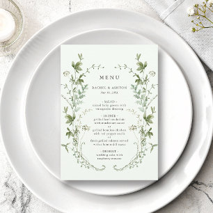 Menu Mariage Fleur sauvage Pale Green Elegant