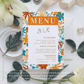 Menu Mariage Fleur sauvage rétroactif Abstrait brillant