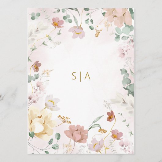 Menu Mariage Fleur sauvage rustique (Dos)