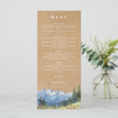Menu Mariage Fleur sauvage Rustique Watercolor Mountain (Debout devant)