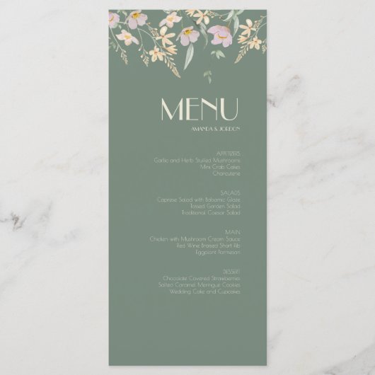 Menu Mariage fleur sauvage Sage Deco (Devant)