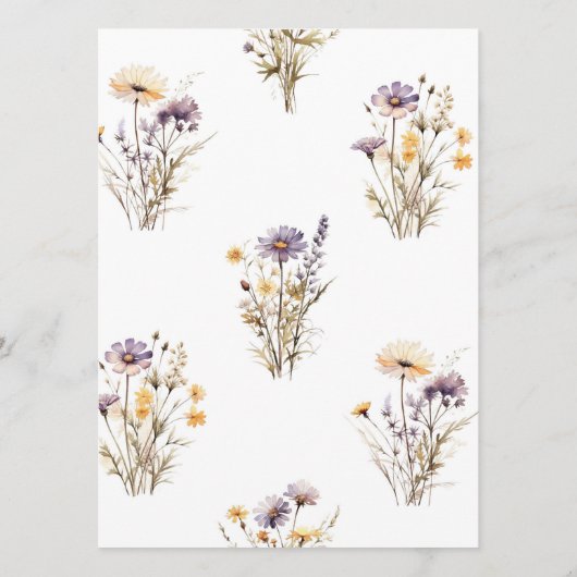 Menu Mariage Fleur sauvage violet (Dos)