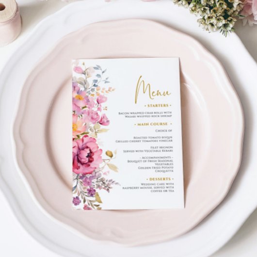 Menu Mariage Fleur sauvage violet