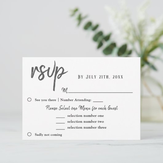 Menu Mariage Fleur Tulip Choix RSVP Golden (Debout devant)