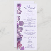 Menu Mariage fleuri mauve pourpre (Devant / Derrière)