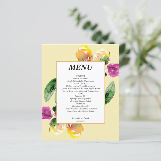 Menu Mariage fleuri Ressort Budget (Debout devant)