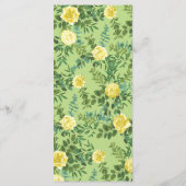 Menu Mariage fleuri Rose jaune pâle vert clair (Dos)