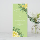 Menu Mariage fleuri Rose jaune pâle vert clair (Debout devant)