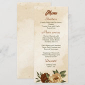 Menu mariage fleuri rustique en terre cuite (Devant / Derrière)