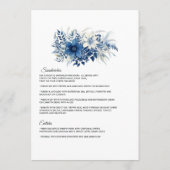 Menu Mariage Fleurie Bleu Marine et Blanc (Dos)