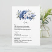 Menu Mariage Fleurie Bleu Marine et Blanc (Debout devant)