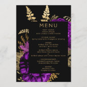 Menu Mariage Fleurie Sombre Violet Or (Devant)