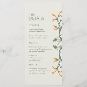 Menu Mariage Fleuris Art Nouveau Rétro Groovy
