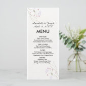 Menu Mariage fleurs aquarelle minimalistes blanches (Debout devant)