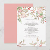 Menu Mariage Fleurs australiennes Rose-Bleu (Devant / Derrière)