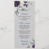 Menu Mariage fleurs blanches et violet poussiéreux feui (Devant)