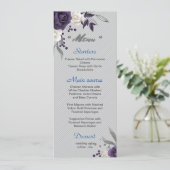 Menu Mariage fleurs blanches et violet poussiéreux feui (Debout devant)
