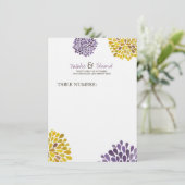 Menu mariage Fleurs Dahlia violettes et jaunes (Debout devant)