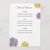 Menu mariage Fleurs Dahlia violettes et jaunes (Dos)
