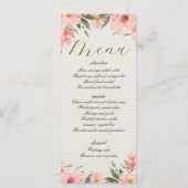 Menu Mariage Fleurs d'aquarelle rose (Devant / Derrière)