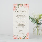 Menu Mariage Fleurs d'aquarelle rose (Debout devant)