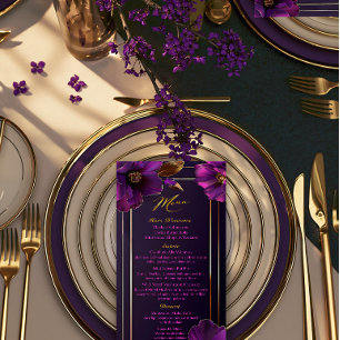 Menu Mariage Fleurs de Luxe Violettes Lumineuses