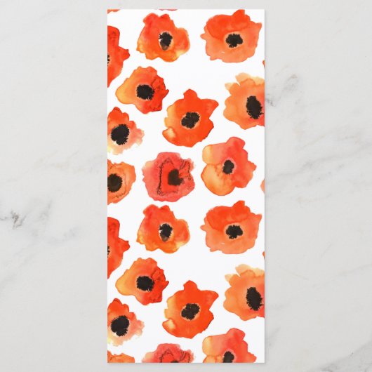 Menu Mariage fleurs de pavot à ressort (Dos)