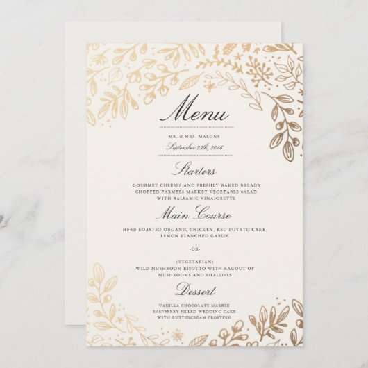 Menu Mariage Fleurs de récolte (Devant / Derrière)