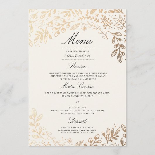 Menu Mariage Fleurs de récolte (Devant)