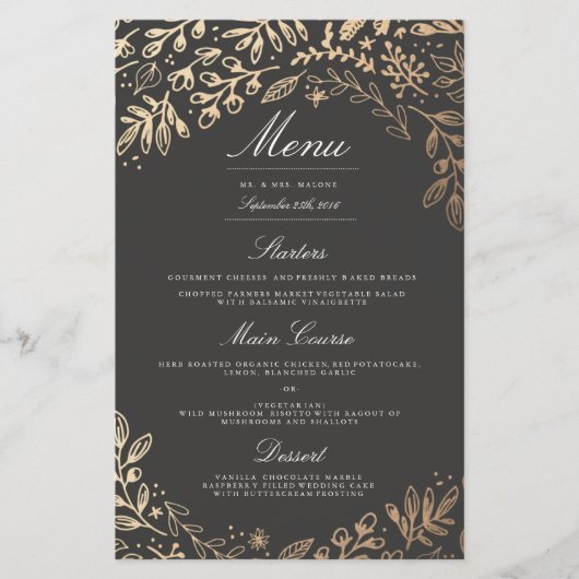 Menu Mariage Fleurs de récolte Dîner (Devant)