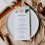 Menu Mariage Fleurs de rougissement - Menus Mariag<br><div class="desc">Ce beau menu est parfait pour votre prochain événement ! Modifiez facilement les éléments du menu et affichez ce beau design sur chaque assiette !</div>